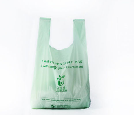 Saco de compras biodegradável 100% compostável verde azul branco OEM