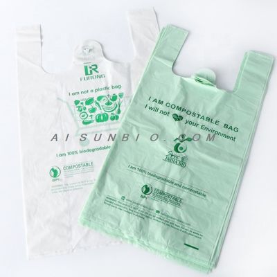 OEM Saco de compras biodegradável PBAT PLA Amido de milho Norma EN13432