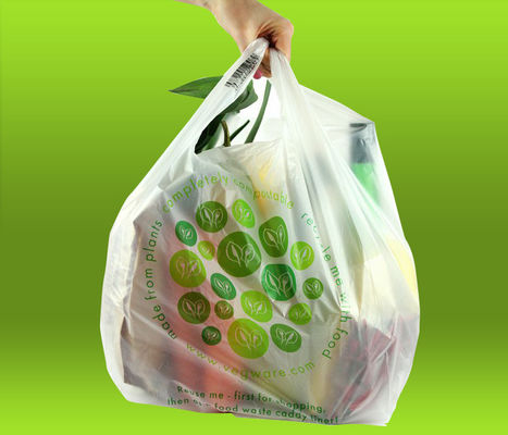 Saco de compras biodegradável de PLA plástico compostável personalizado