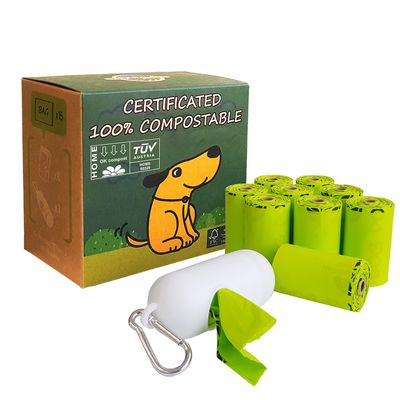 Cor verde 100% biodegradável compostável Amigável para o ambiente Sacos de cocô para cães para animais de estimação