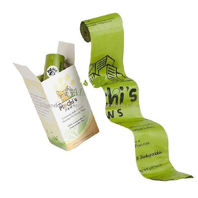 Amigável ao ambiente 100% biodegradável e compostável Pequeno-almoço Animais de estimação Saco de cocô Sacos de lixo de cão Logotipo OEM sustentável Aceitar 15 Micron BPI