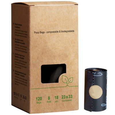 Amigável ao ambiente 100% biodegradável e compostável Pequeno-almoço Animais de estimação Saco de cocô Sacos de lixo de cão Logotipo OEM sustentável Aceitar 15 Micron BPI