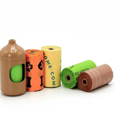 Green Pla Compostable Bio Degradable Drawstring Dog Poop Saco de Resíduos Maçã Amido de Milho Sustentável OEM Logo aceitar cor personalizada BPI