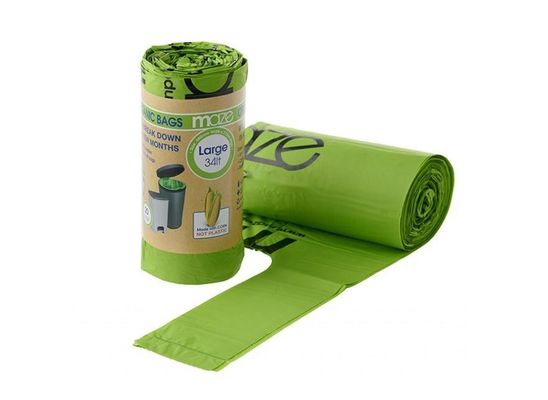 Resíduos sacos de lixo de plástico compostável 13 galões de plástico verde branco