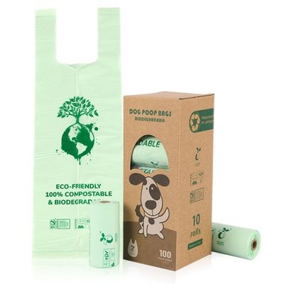 Amido de milho Certificado Compostable Saco de cocô de cão 10mic 12mic