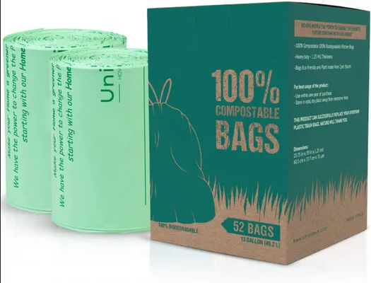 Sacos de lixeira de composto ecologicamente compostável para resíduos certificados BPI